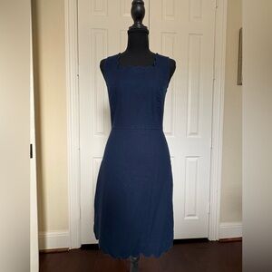 J. Crew Navy Dress with Scalloped Neckline & Hem